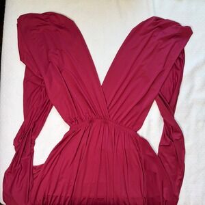 IBTOM CASTLE Womens Convertible Infinity Wrap Dress Burgundy Red Fairy Maxi M